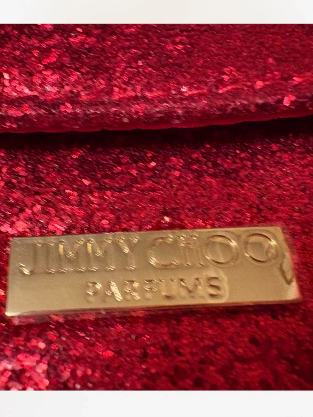 Jimmy Choo Red Glitter Crossbody with Gold Chain Strap